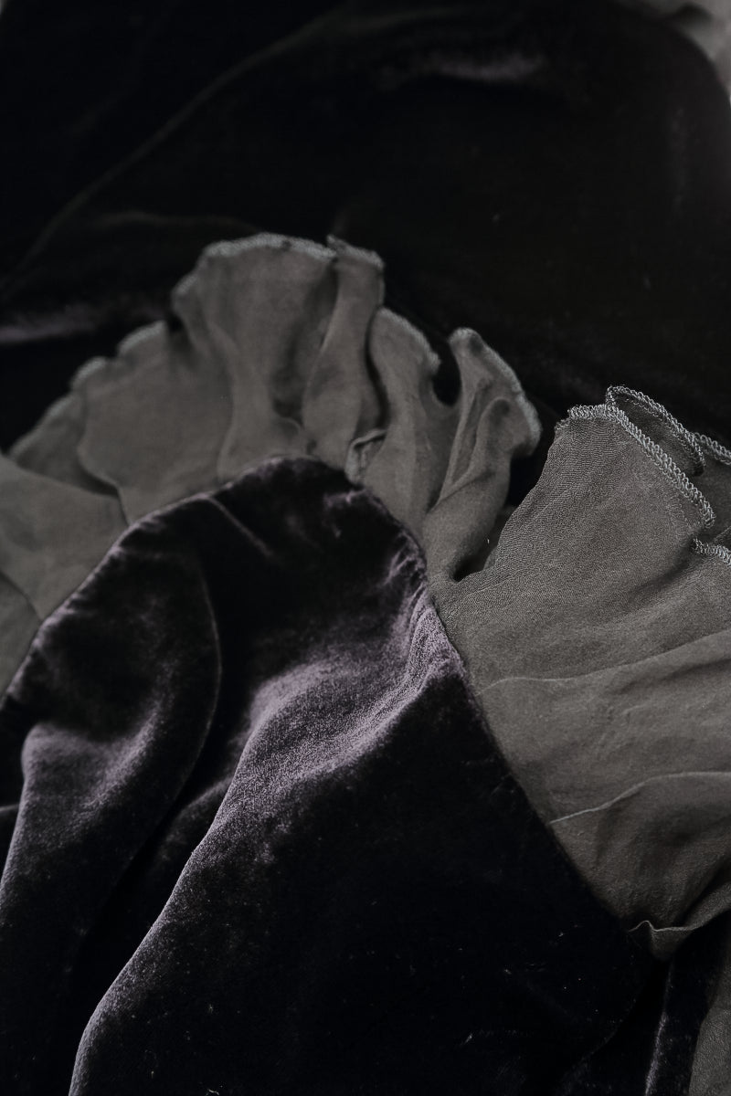 Ruffled Slate Blue Silk Velvet Scarf 4