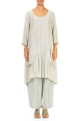 Flared Taupe Silk Bamboo Tunic Dress 1