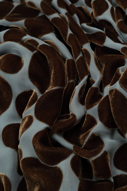 Ruffled Tie-Up Devoré Bubbles Golden Sage Silk Velvet Jacket 6