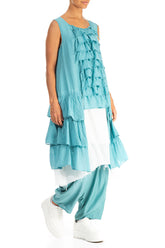 Ruffled Layered Turquoise Silk Cotton Tunic 3