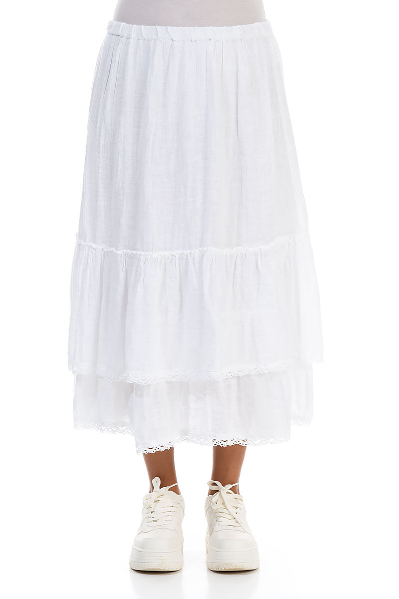 Ruffled White Gauze Linen Skirt 1