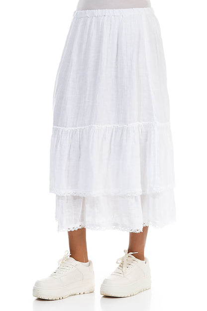 Ruffled White Gauze Linen Skirt 3