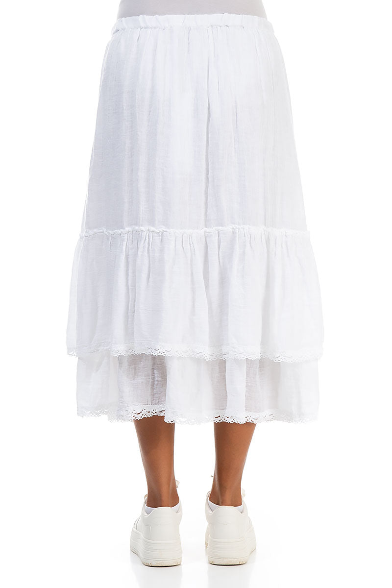 Ruffled White Gauze Linen Skirt 2