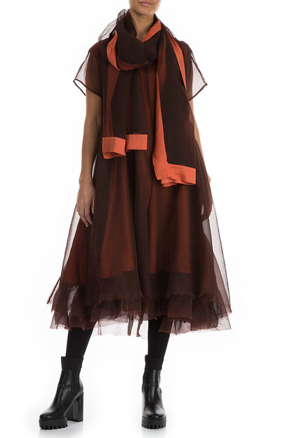 Rust Silk Chiffon Scarf 3