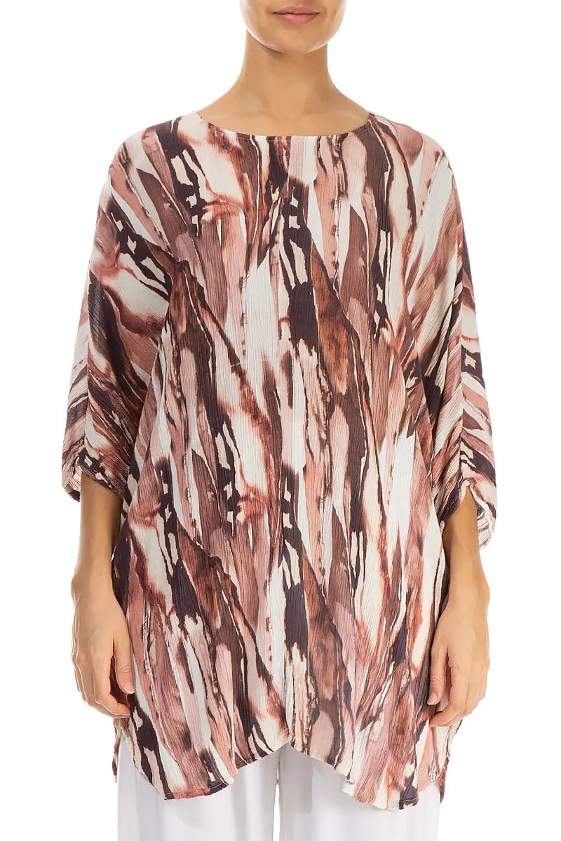 Rustic Marble Crinkled Silk Viscose Tunic Dress 1