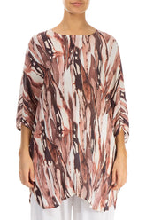 Rustic Marble Crinkled Silk Viscose Tunic Dress 1