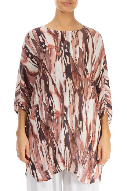 Rustic Marble Crinkled Silk Viscose Tunic Dress 1