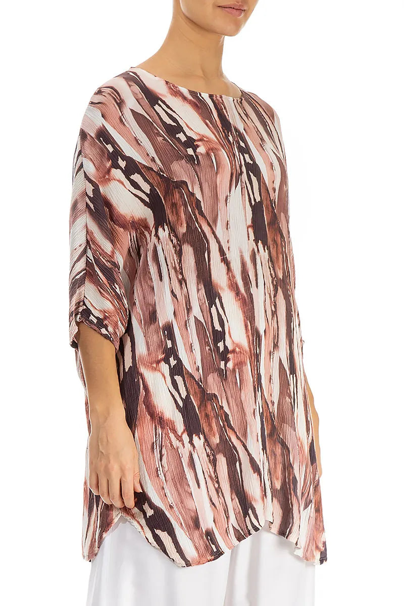 Rustic Marble Crinkled Silk Viscose Tunic Dress 3