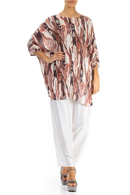Rustic Marble Crinkled Silk Viscose Tunic Dress 4