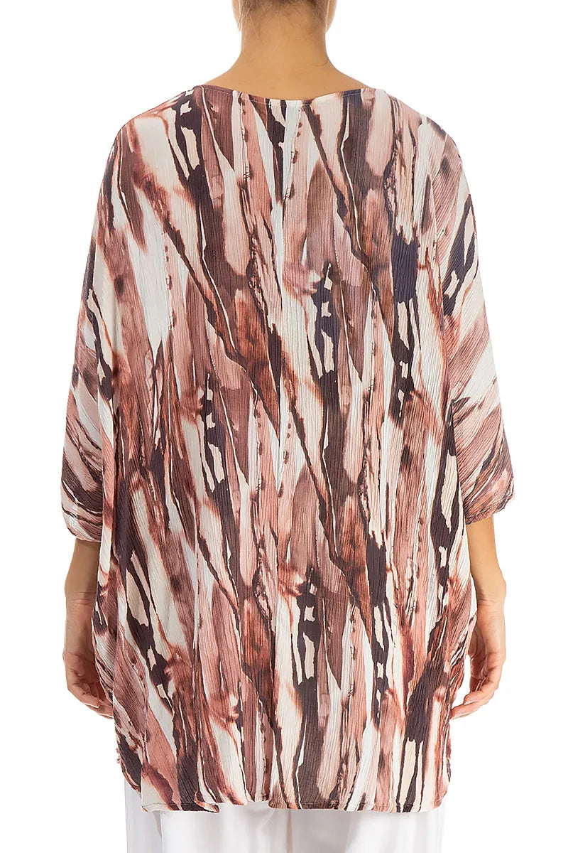 Rustic Marble Crinkled Silk Viscose Tunic Dress 2