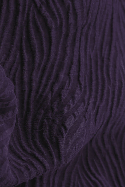 Elegant Royal Purple Waves Silk Linen Dress 6