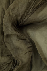 Ruffled Forest Mist Silk Chiffon Dress 6