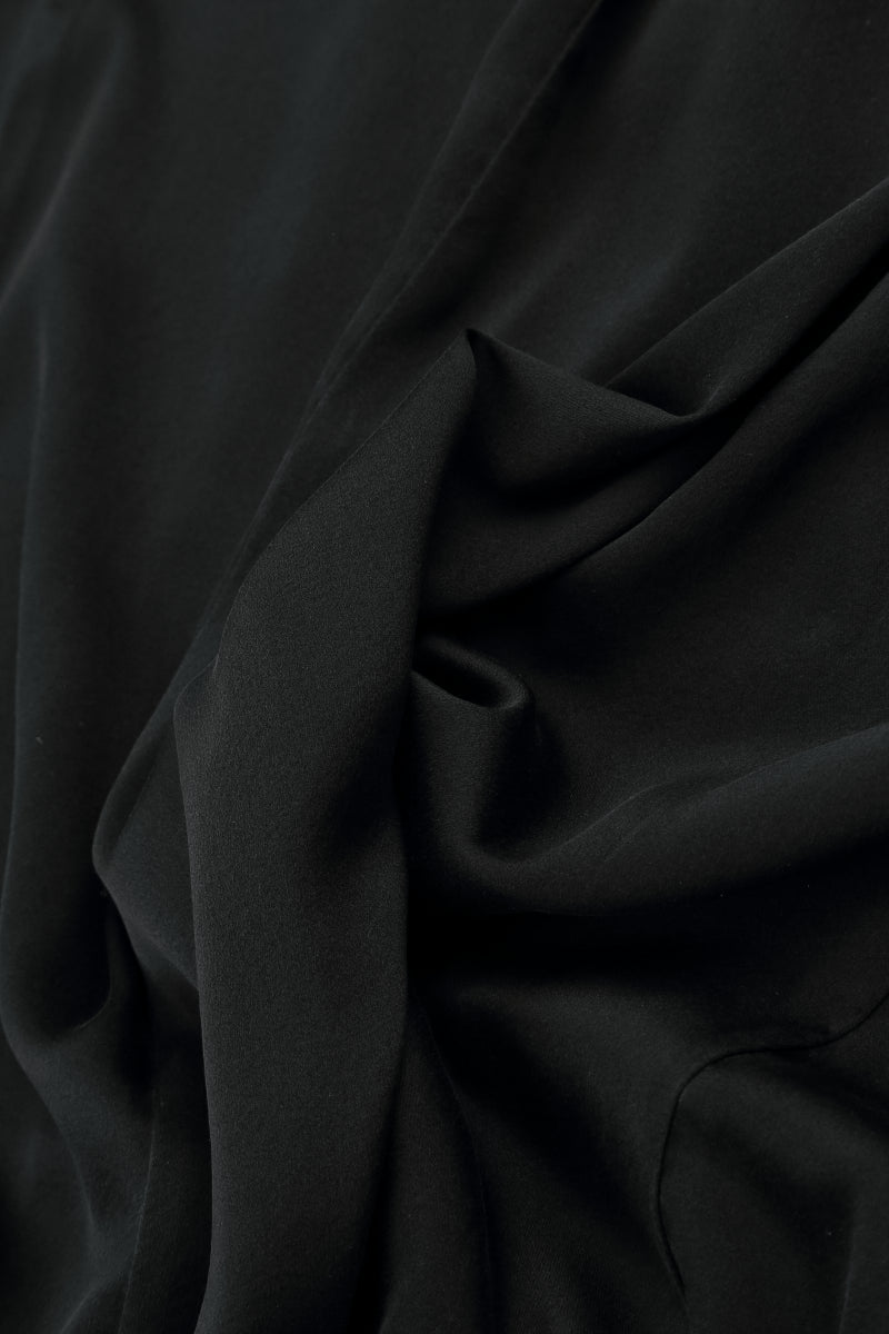 Chemise en soie et bambou noir à col montant