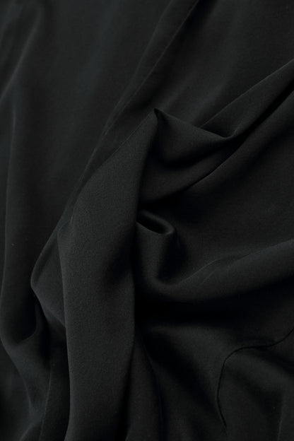 Chemise en soie et bambou noir à col montant