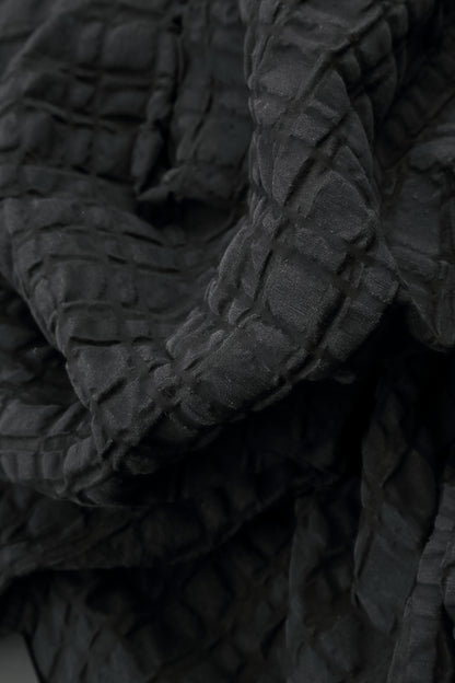 Pantalon en lin et coton à carreaux noirs