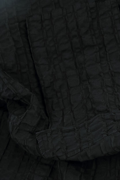 Flared Black Checkered Linen Cotton Jacket