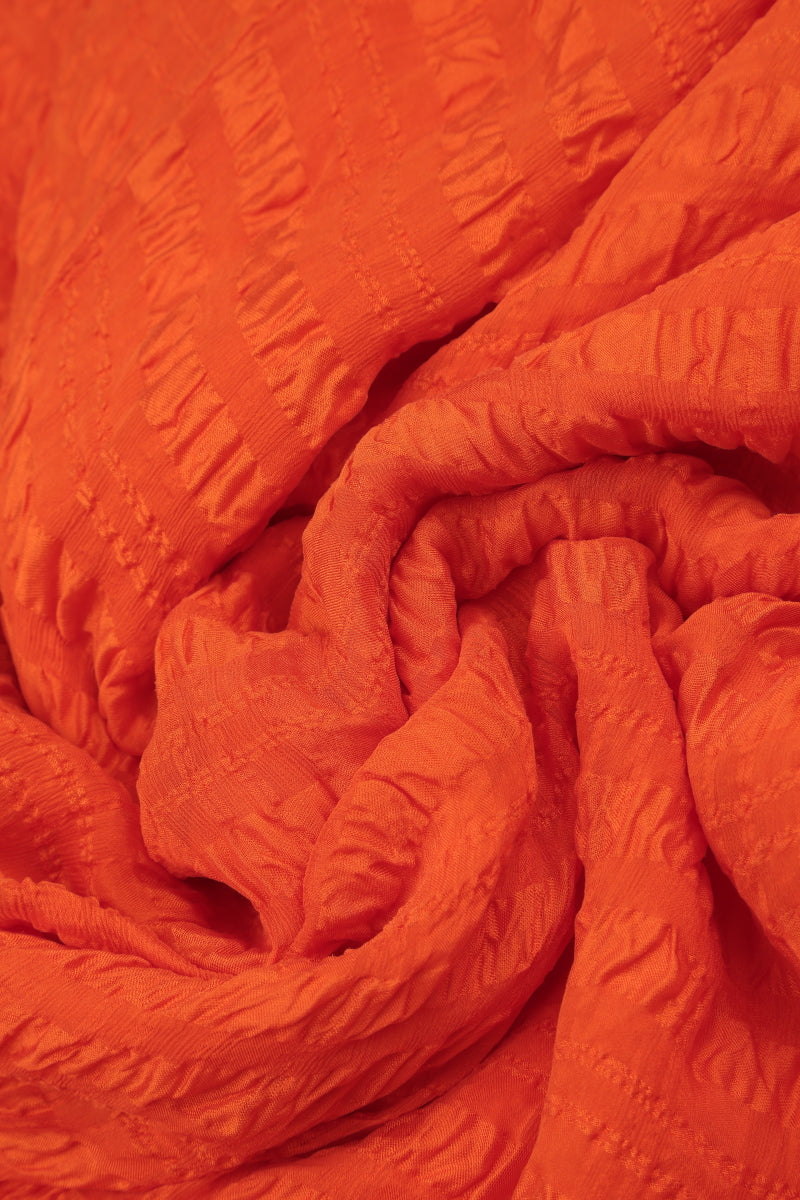 Flame Orange Light Textured Silk Scarf 6