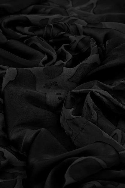 Longer Sides Floral Black Silk Tunic