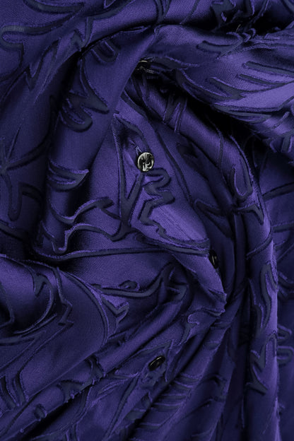 Loose Royal Purple Devoré Feather Silk Shirt 5