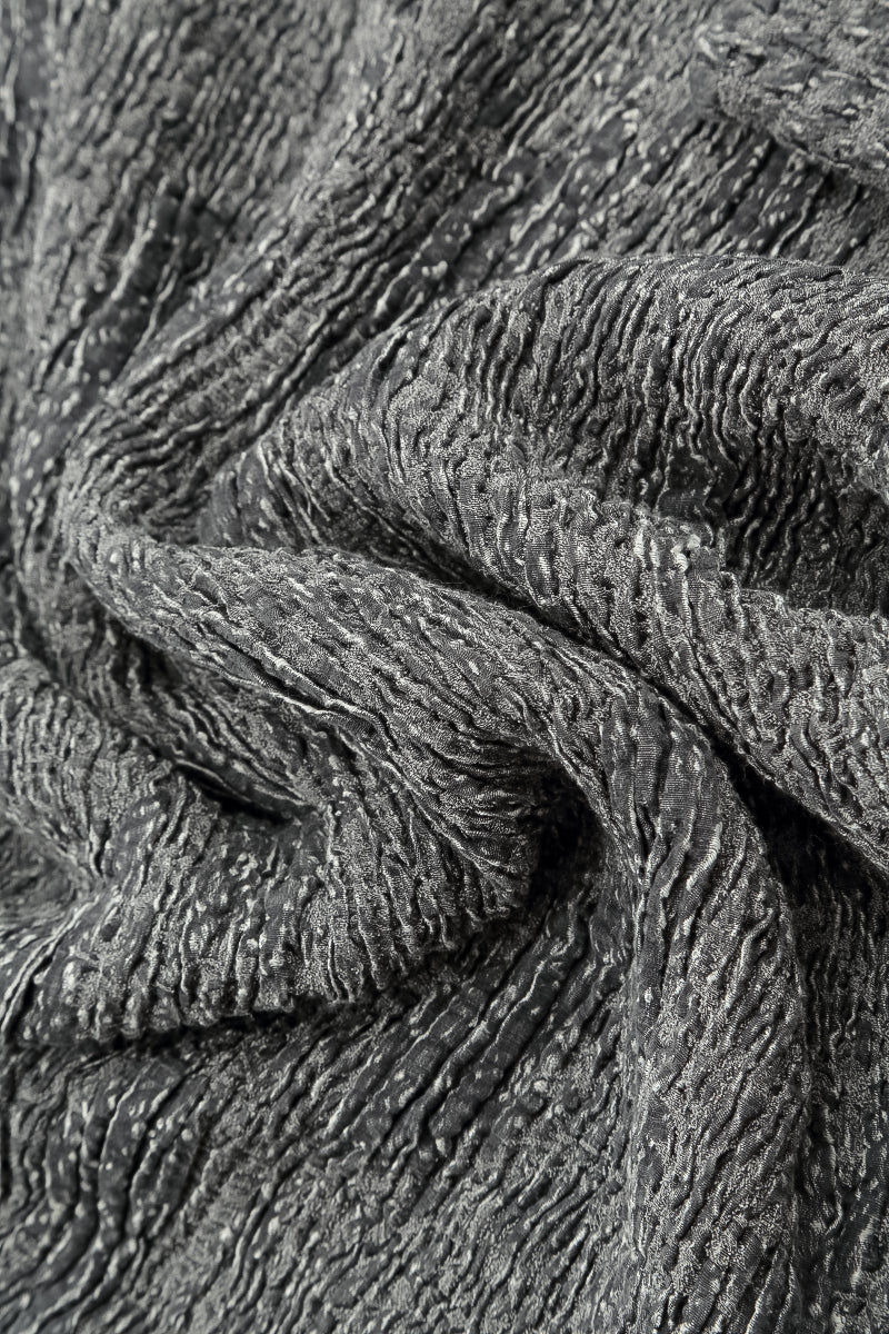 Silver Textured Silk Linen Blouse