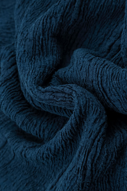 Royal Blue Textured Silk Linen Blouse