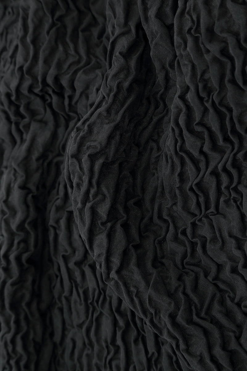 Cowl Neck Black Crinkled Silk Dress 5
