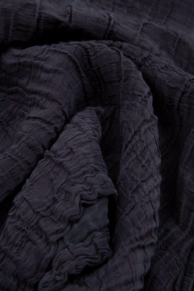 Detachable Collar Crinkled Dark Purple Silk Linen Tunic 7