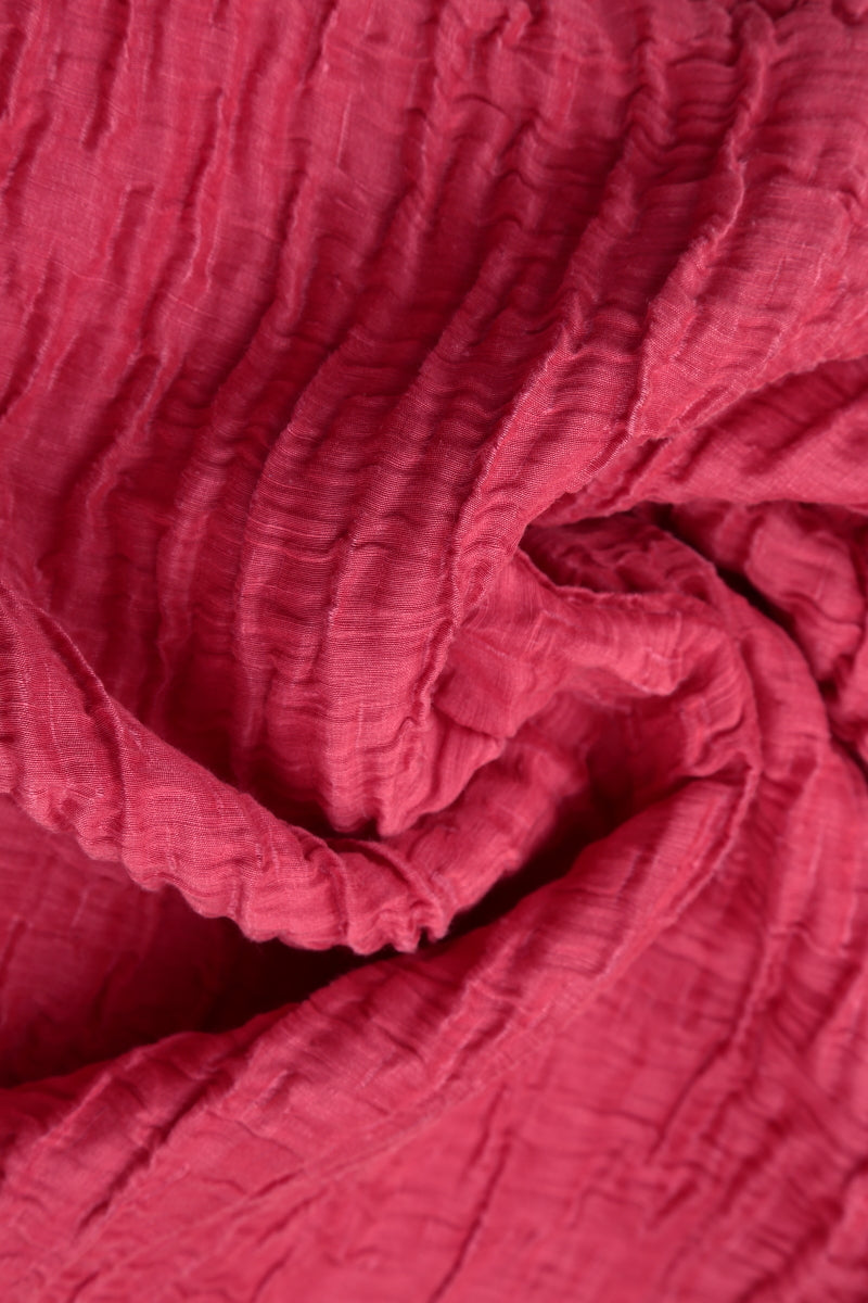 Loose Crinkled Raspberry Silk Linen Shirt 5