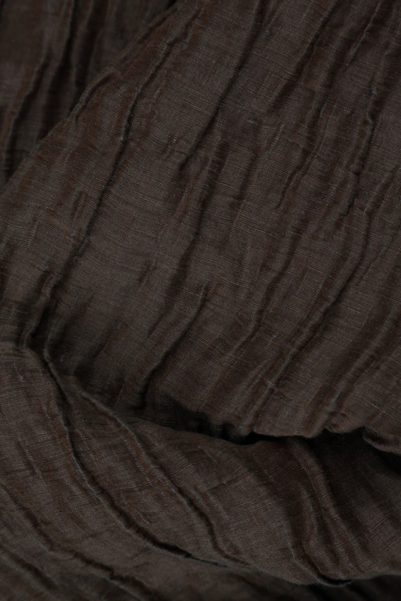 Long Crinkled Brown Silk Linen Trousers 4