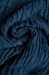 Flared Crinkled Royal Blue Silk Shirt 5