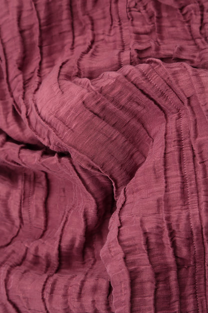 Asymmetric Crinkled Antique Ruby Silk Linen Tunic 6