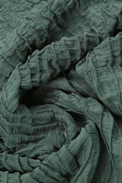 Flared Crinkled Sage Silk Shirt