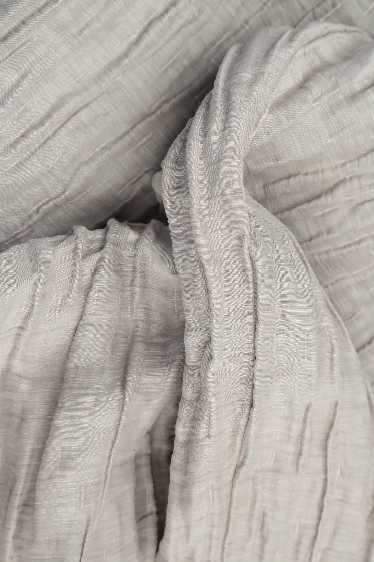 Short Sleeves Crinkled Beige Silk Linen Tunic Dress 5