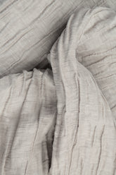 Short Sleeves Crinkled Beige Silk Linen Tunic Dress 5