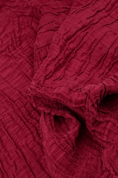 Detachable Collar Crinkled Ruby Silk Linen Tunic 6