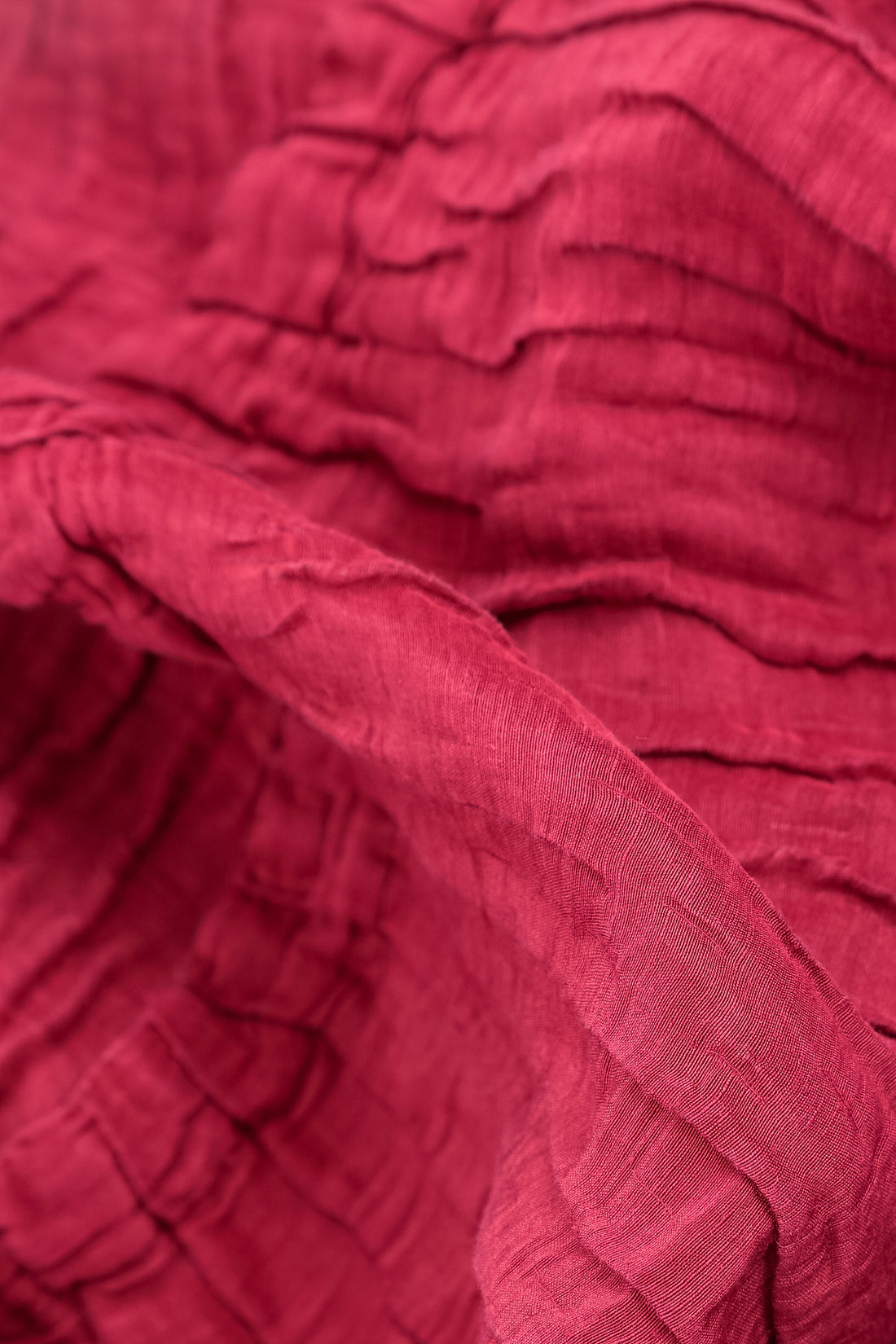 Flared Crinkled Ruby Silk Linen Tunic 6