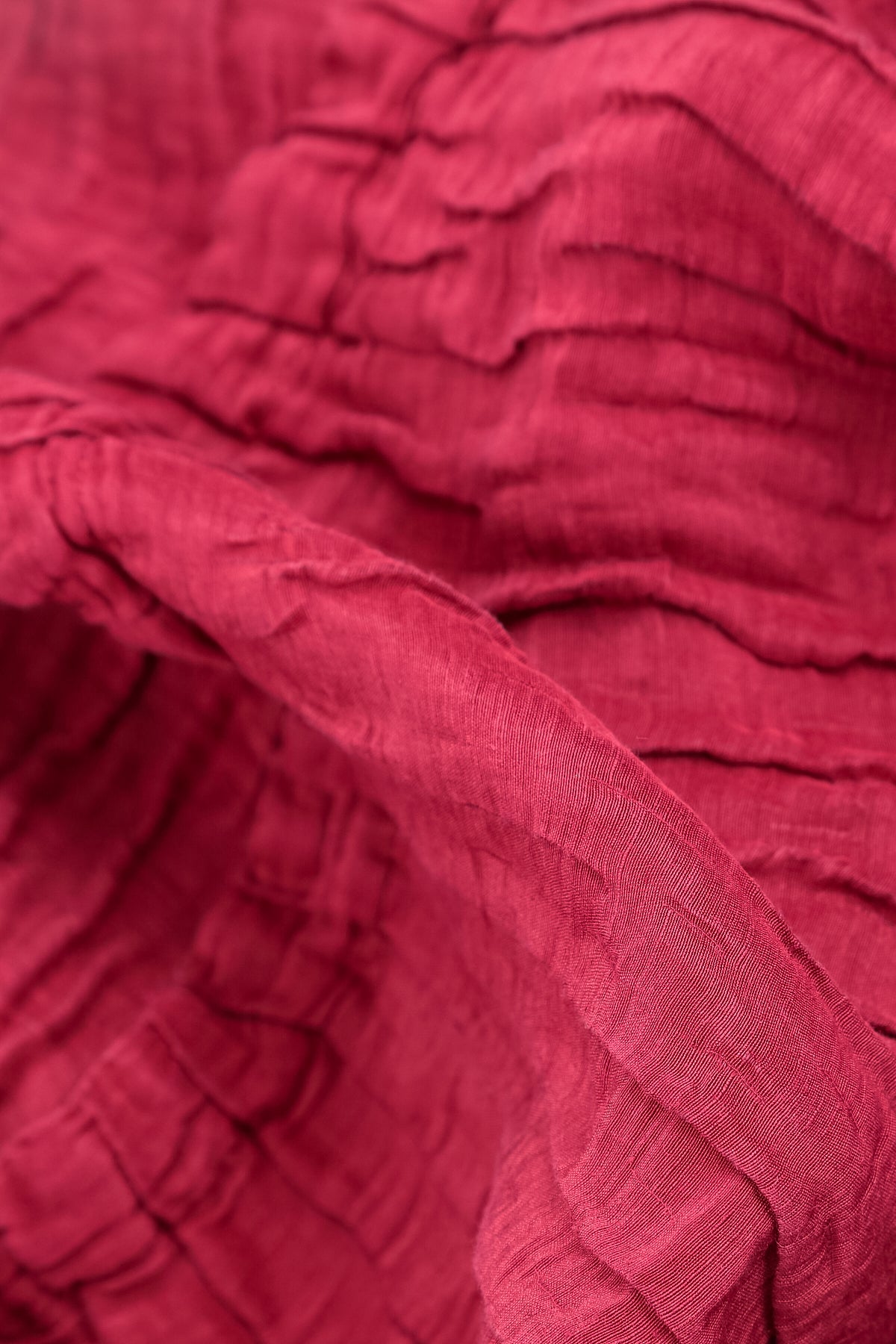 Tunique évasée en Soie et Lin Rouge rubis Froissé