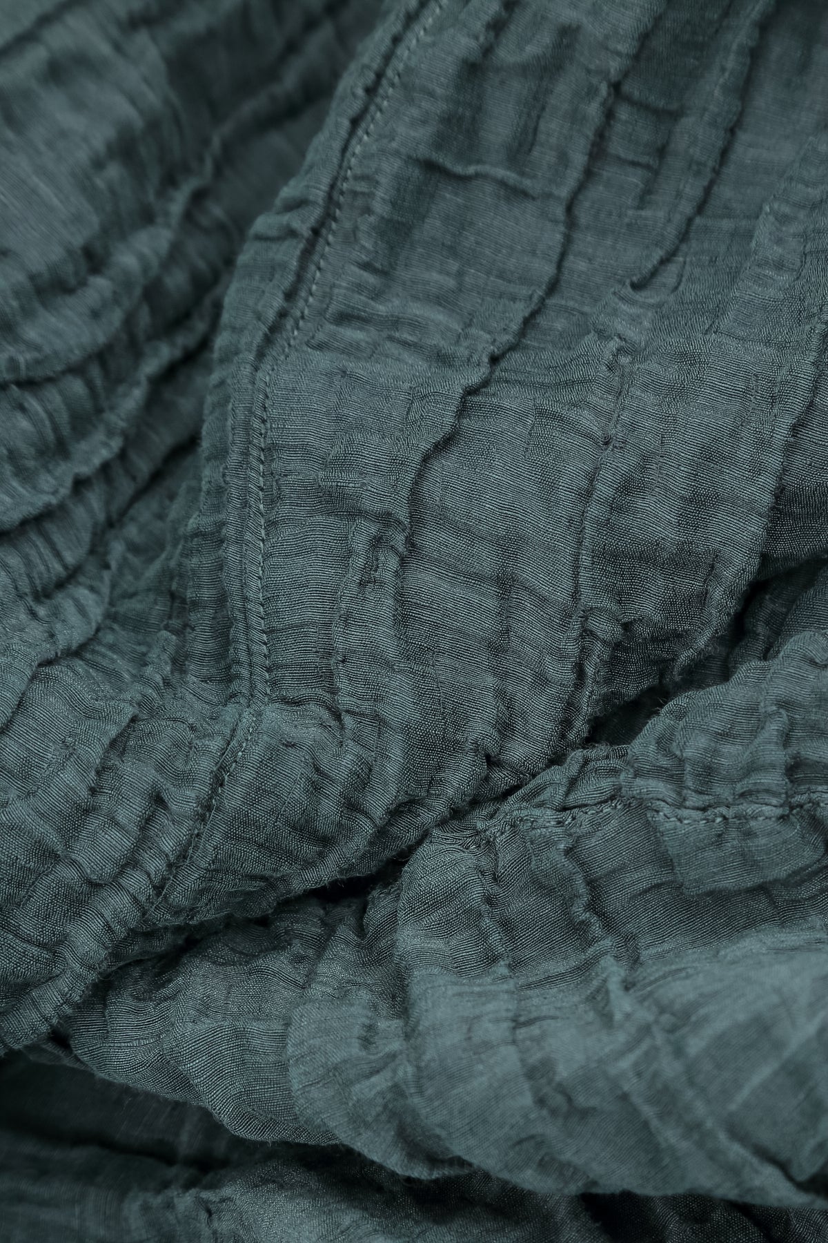 Ruched Hem Slate Crinkled Silk Linen Trousers