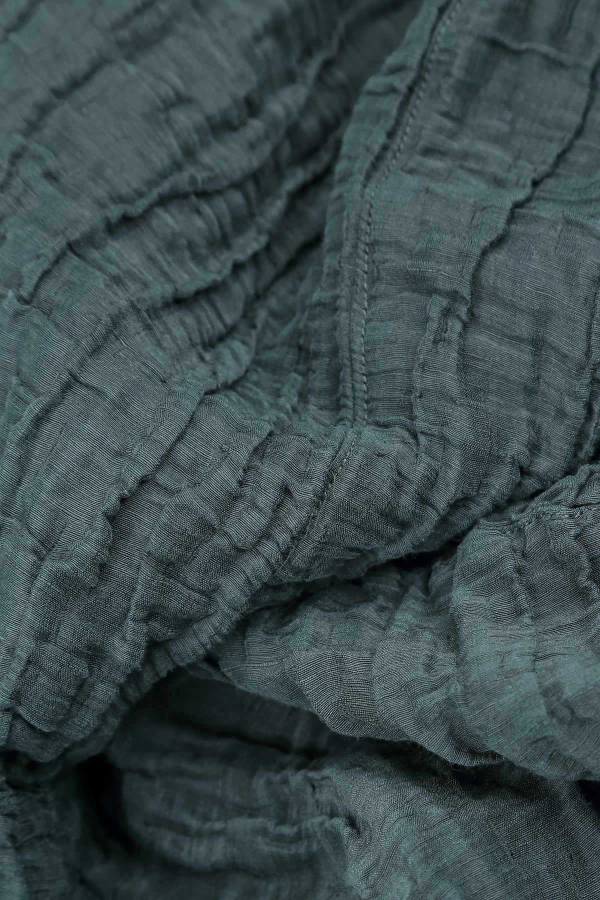 Ruched Hem Slate Crinkled Silk Linen Trousers