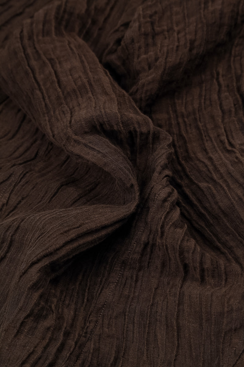 Romantic Crinkled Truffle Brown Silk Dress 6