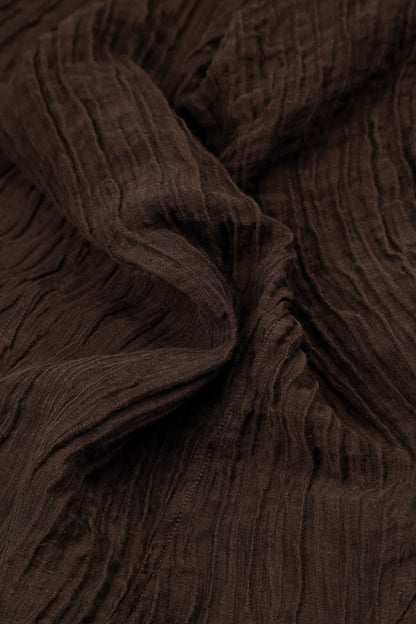 Romantic Crinkled Truffle Brown Silk Dress 6