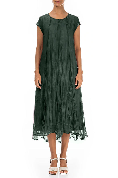 Sage Crumpled Silk Chiffon Dress 1