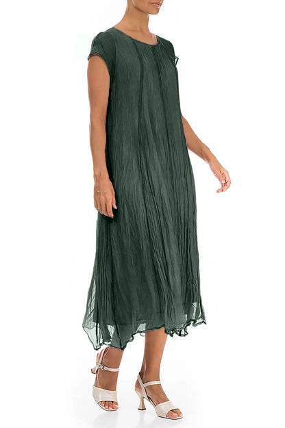 Sage Crumpled Silk Chiffon Dress 3