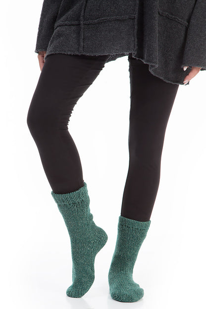 Chaussettes en laine et lin vert sauge