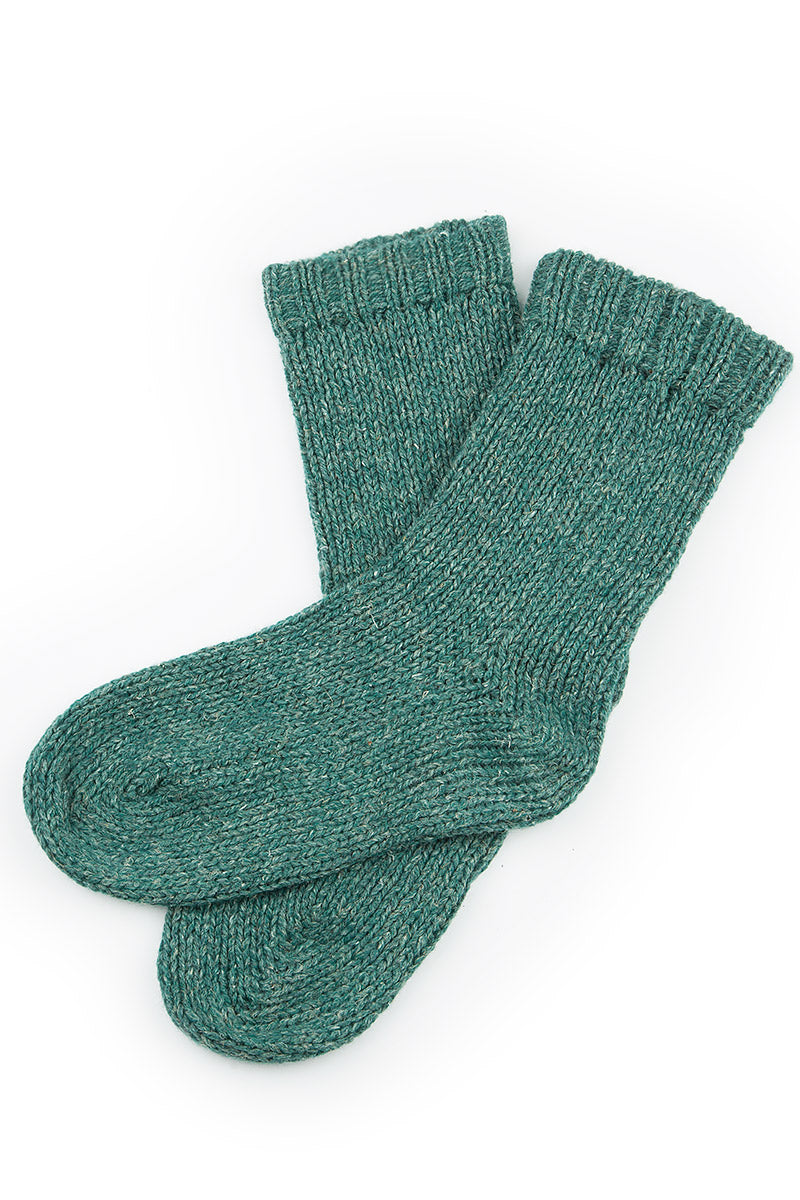Chaussettes en laine et lin vert sauge