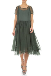 Sage Layered Silk Chiffon Dress 4