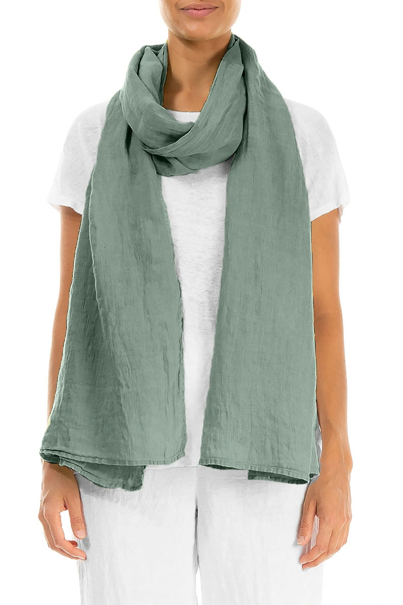 Sage Soft Gauze Linen Scarf 1
