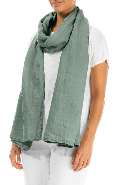 Sage Soft Gauze Linen Scarf 3
