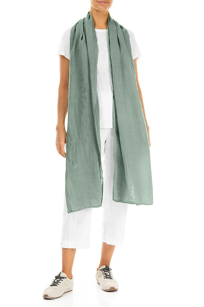 Sage Soft Gauze Linen Scarf 2