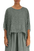 Sage Textured Kaftan Silk Blouse 1
